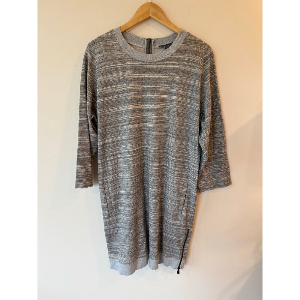 Vince Gray Side Zippers Sweatshirt Tunic Dress Size Large NWOT